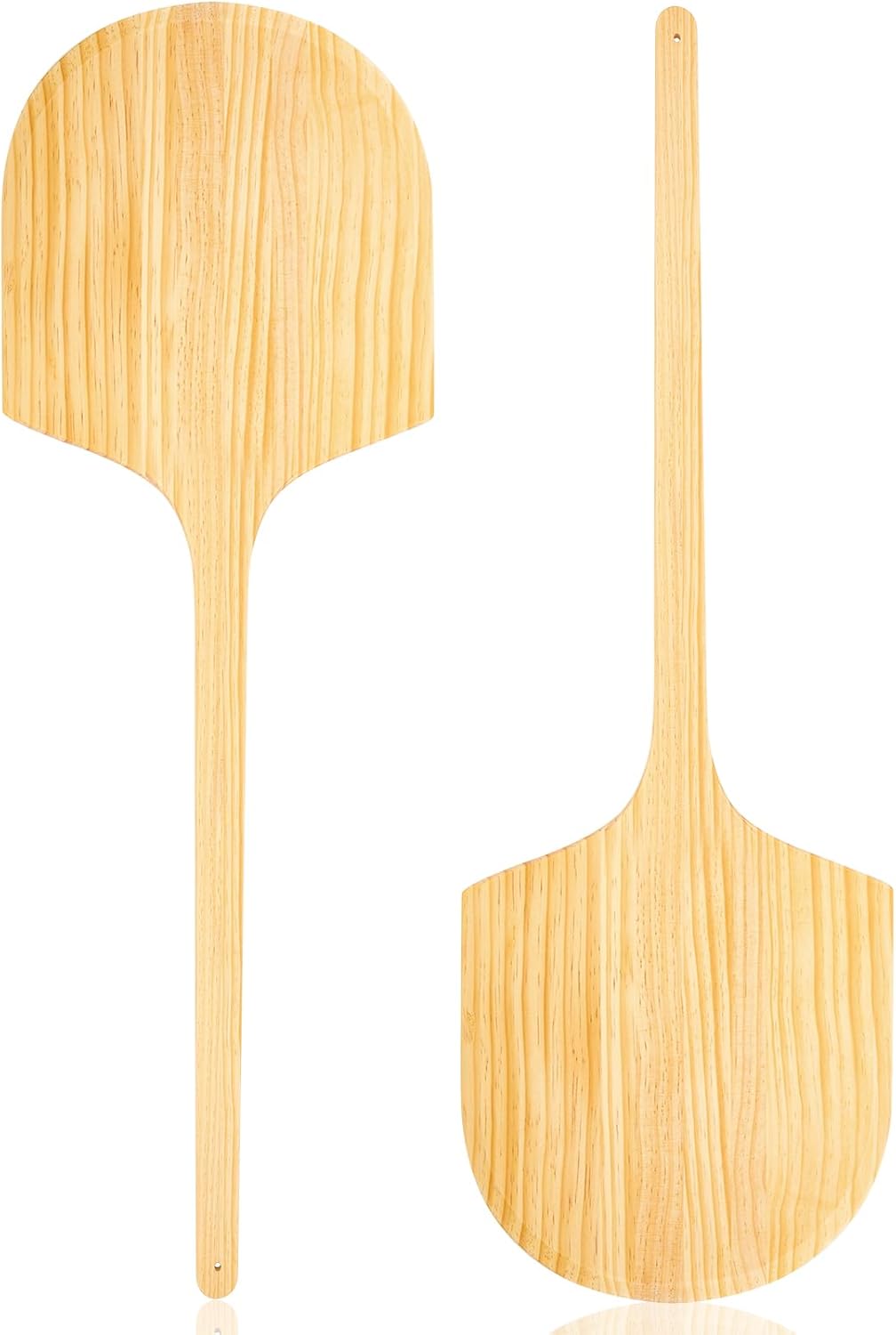 2 Pack Wooden Pizza Peel, 14" L x 12" W Plate, with 22" L Wooden Handle, 36" Overall Length for Oven, Stone, Pan or Grill, Spatula for Baking Bread and Cake - Indoor & Outdoor