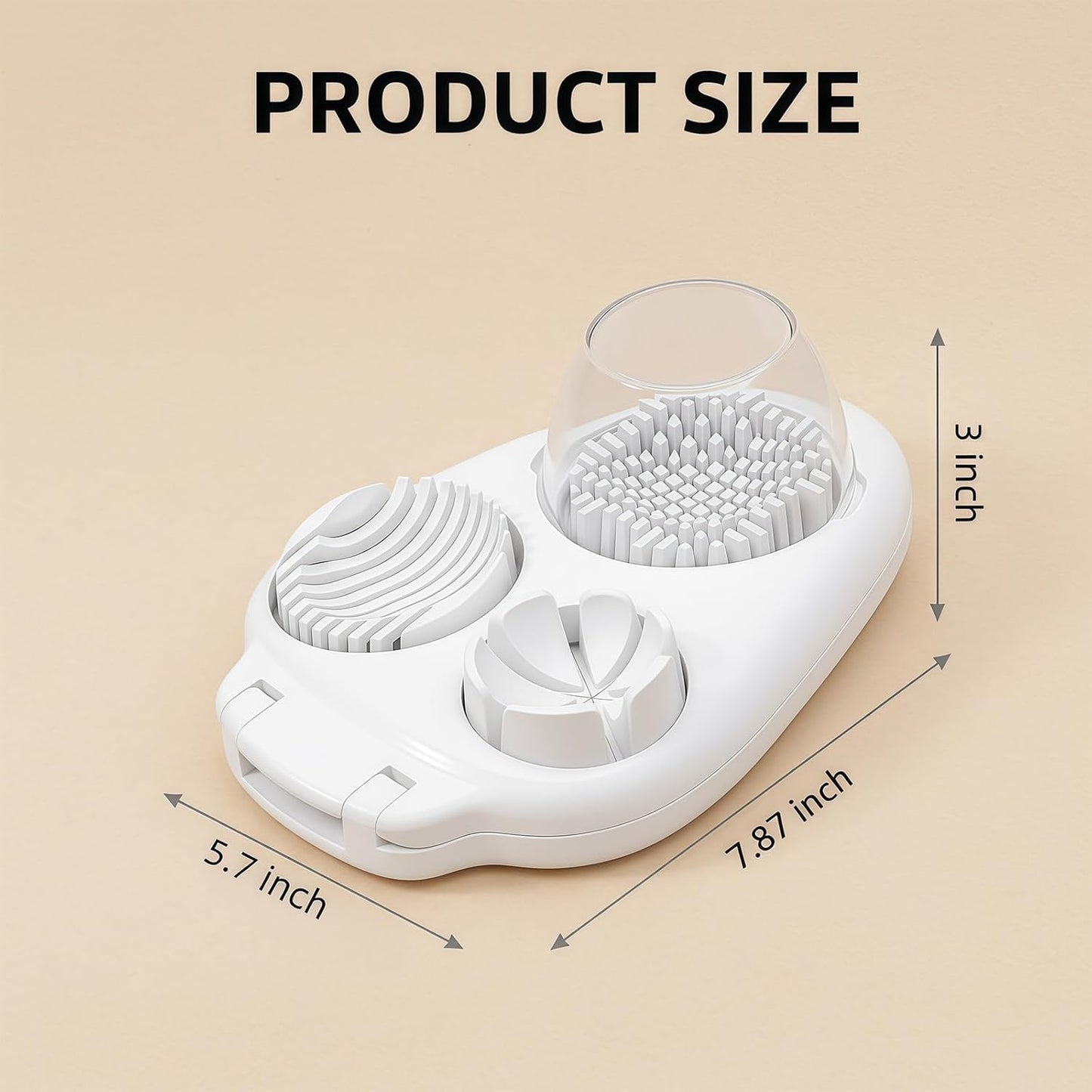 3 in 1 Egg Slicer Dicer & Cuber for Hard Boiled Eggs - Heavy Duty Stainless Steel, 3 Slice Modes Kitchen Gadget for Strawberry, Grape, Cherry Tomato - Easy to Clean, Dishwasher Safe (White)