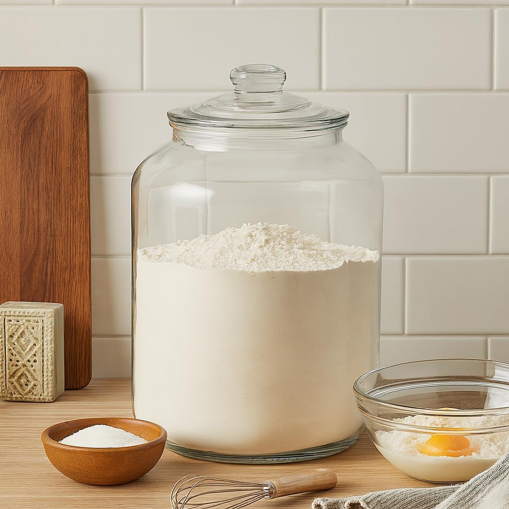 4 Gallon Glass Jar with Lid Large Cookie Jar with Big Opening Airtight Food Storage Canister Canning Jars for Flour Sugar Dog Treats Pasta Candy Glass Containers with Lids for Kitchen Pantry