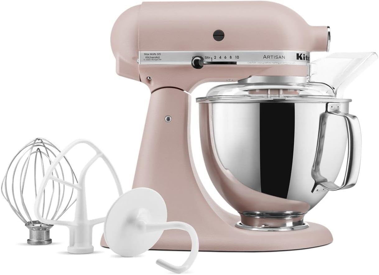 KitchenAid Artisan Series 5 Quart Tilt Head Stand Mixer with Pouring Shield KSM150PS, Feather Pink