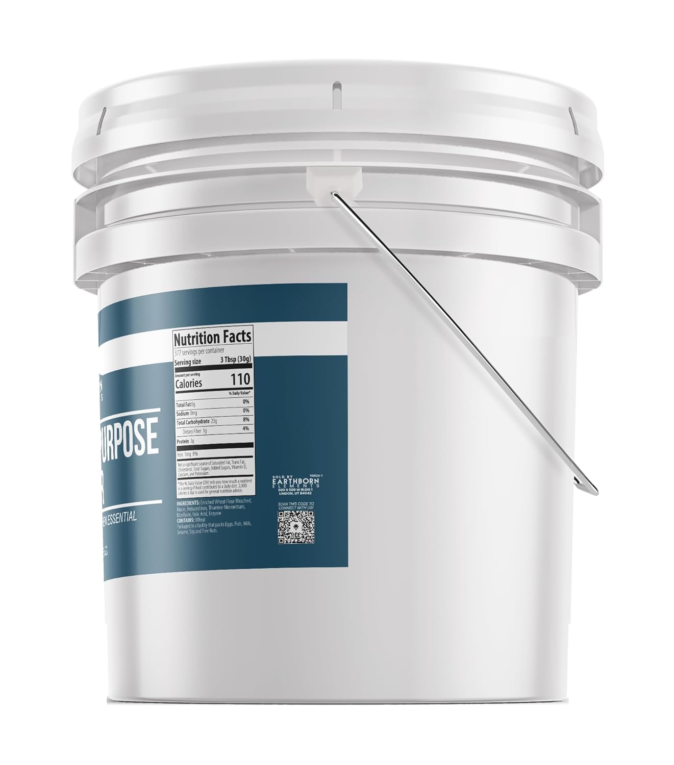 Earthborn Elements All-Purpose Flour, 5 Gallon Bucket, Bulk Size, Kitchen Essential, Baking & Cooking (400 Ounce)