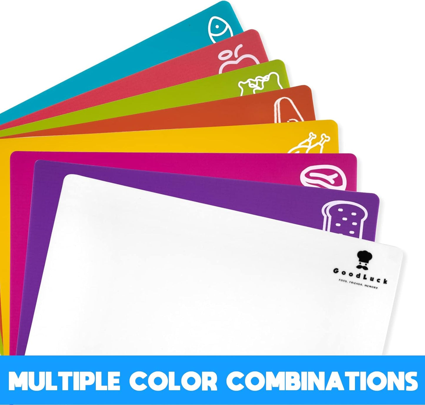 10 Pieces Flexible Cutting Boards, BPA Free Plastic Cutting Boards for Kitchen, Non Slip Cutting Mat for Meat and Vegetables, Thanksgiving