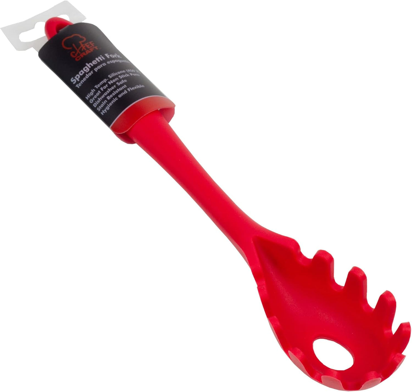 Chef Craft Premium Silicone Spaghetti/Pasta Fork, 11.5 inch, Red