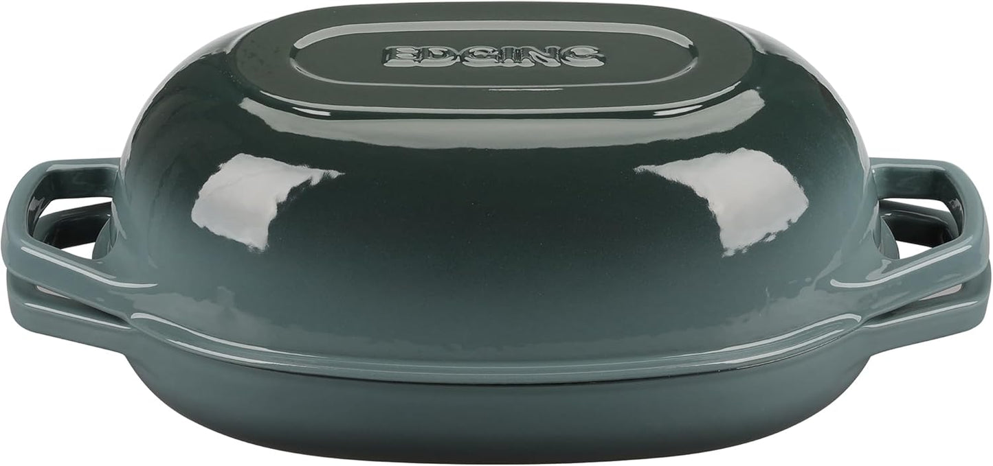 Enameled Cast Iron Dutch Oven Pot with Lid, Oval Dutch Oven for Bread Baking, Bread Oven for Homemade Sourdough Bread Baking, 5qt, Slateblue