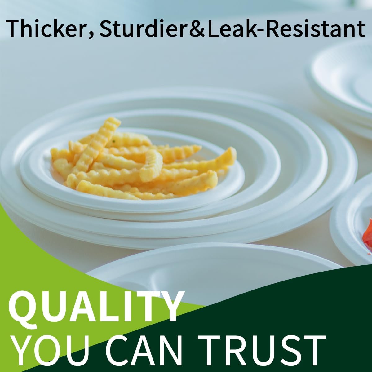 9 Inch Compostable Paper Plates 【White150 Pack】,100% Sugarcane Bagasse Medium Disposable Plates, Sturdy Heavy Duty, Biodegradable Dinnerware for Party, BBQ, Picnic, Camping