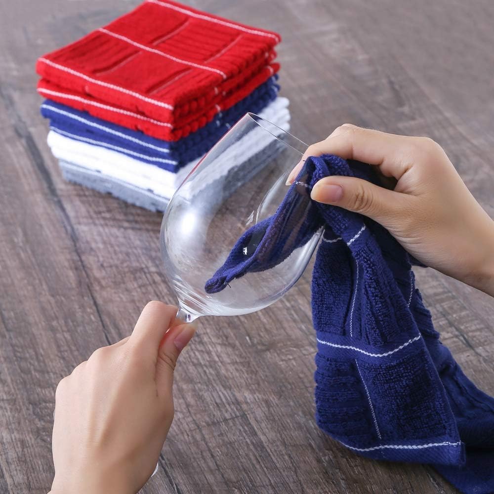 Glynniss Kitchen Dish Cloths for Washing Dishes, Cotton Dish Rags for Drying Cleaning, Pack of 8 Dishcloths (Grey, 12x12 inches)