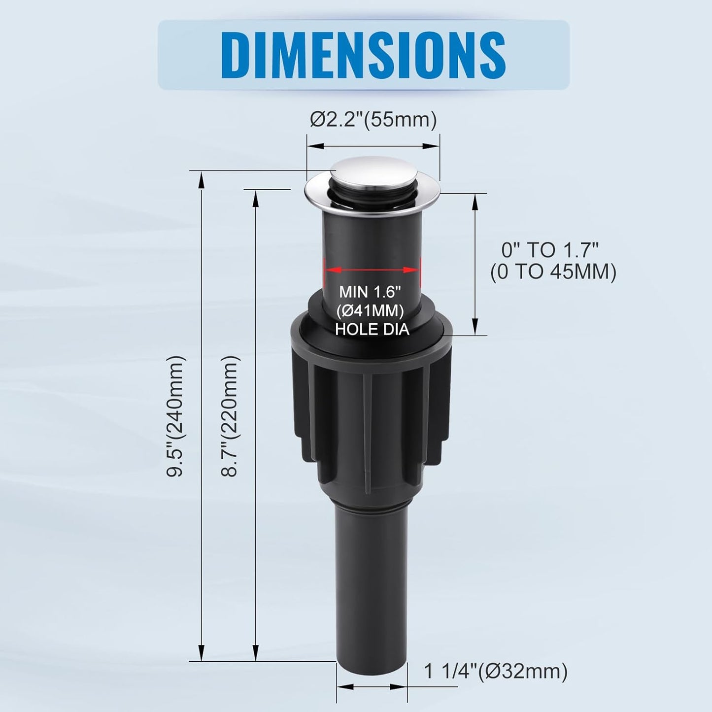 ALEASHA Pop Up Sink Drain Without Overflow, Bathroom Sink Drain Vessel Sink Stopper Pop Up Sink Drain Stopper, Pop Up Drain for Bathroom Sink Drain Strainer for Hair Catcher,Chrome