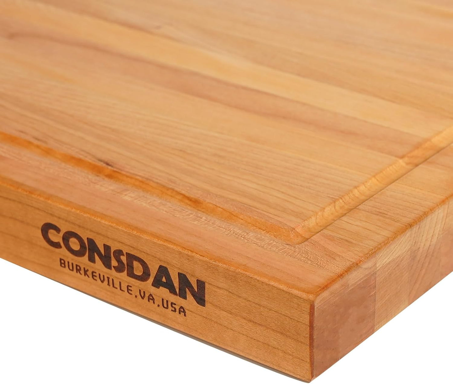 CONSDAN Wood Cutting Board for Kitchen, USA Grown Hardwood, 20 x 15, Solid Cherry Wood with Invisible Inner Handle, Prefinished with Food-Grade Oil, Suitable for Kitchen Edge Grain, 1-1/2" Thick