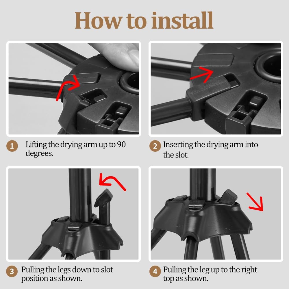 Ourokhome Collapsible Pasta Drying Rack, Plastic Foldable Homemade Fresh Spaghetti Stand Dryer Noodle Hanger for Kitchen with 10 Arms, Stable, Easy Storage, Quickly Set Up (Black)