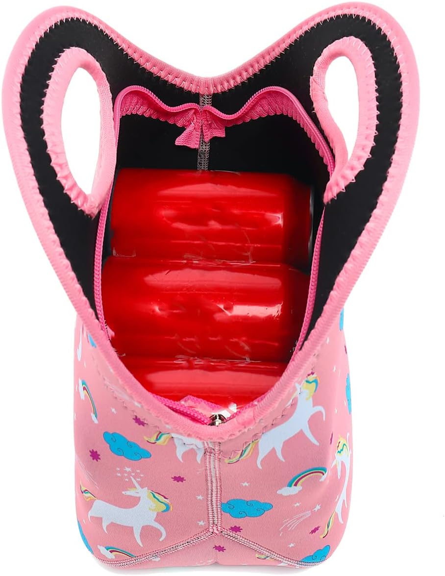 FlowFly Neoprene Lunch Tote Insulated Thermal Reusable Lunch Bag Box for Boys Men with Zipper,Unicorn