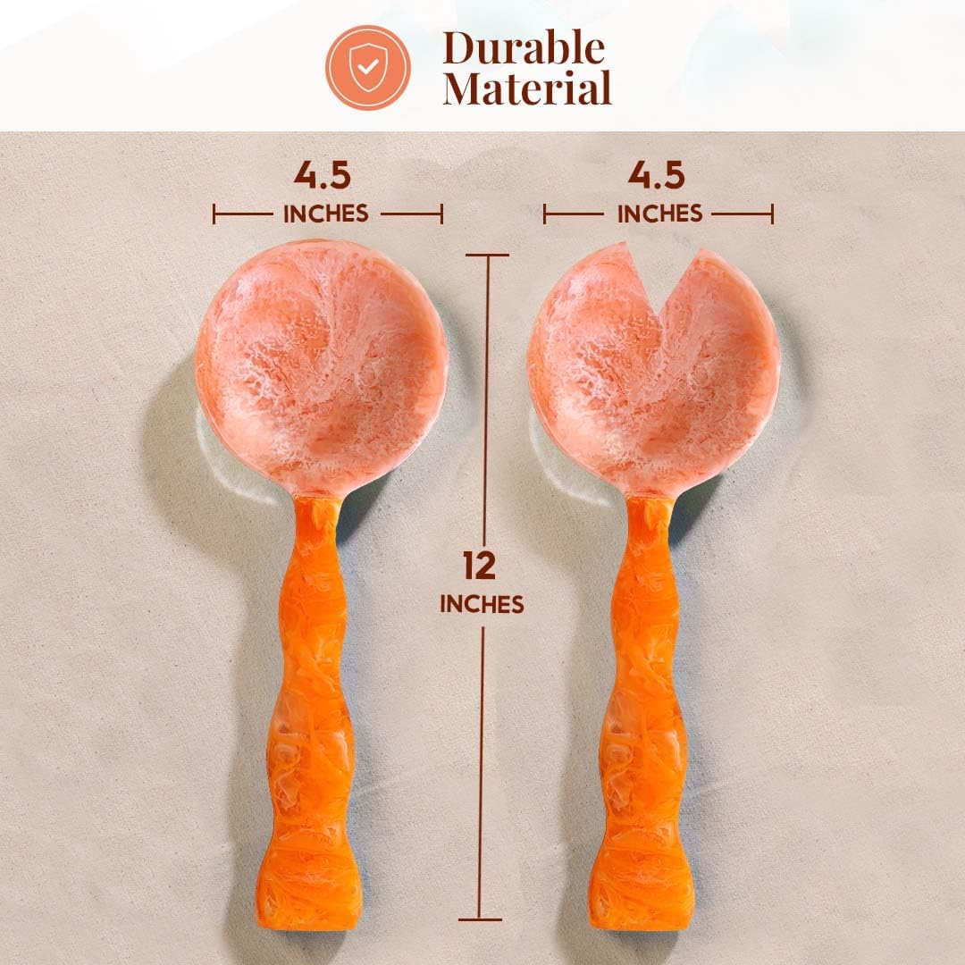 Folkulture Salad Servers or Salad Tongs, (12") Set of 2 Serving Spoons in Kitchen Essentials or Kitchen Utensils for Fall Table Decor, Resin Salad Tongs for Fall Decor, Salad Hands, Serving Utensil