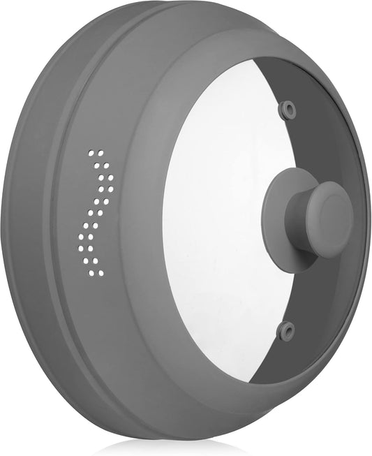 Microwave Splatter Cover for Food - Silicone Glass Dish Plate Cover, Vented with Silicone Grip Handle Knob, Collapsible, Food Grade, Microwave, Dishwasher Safe - 10" Inch