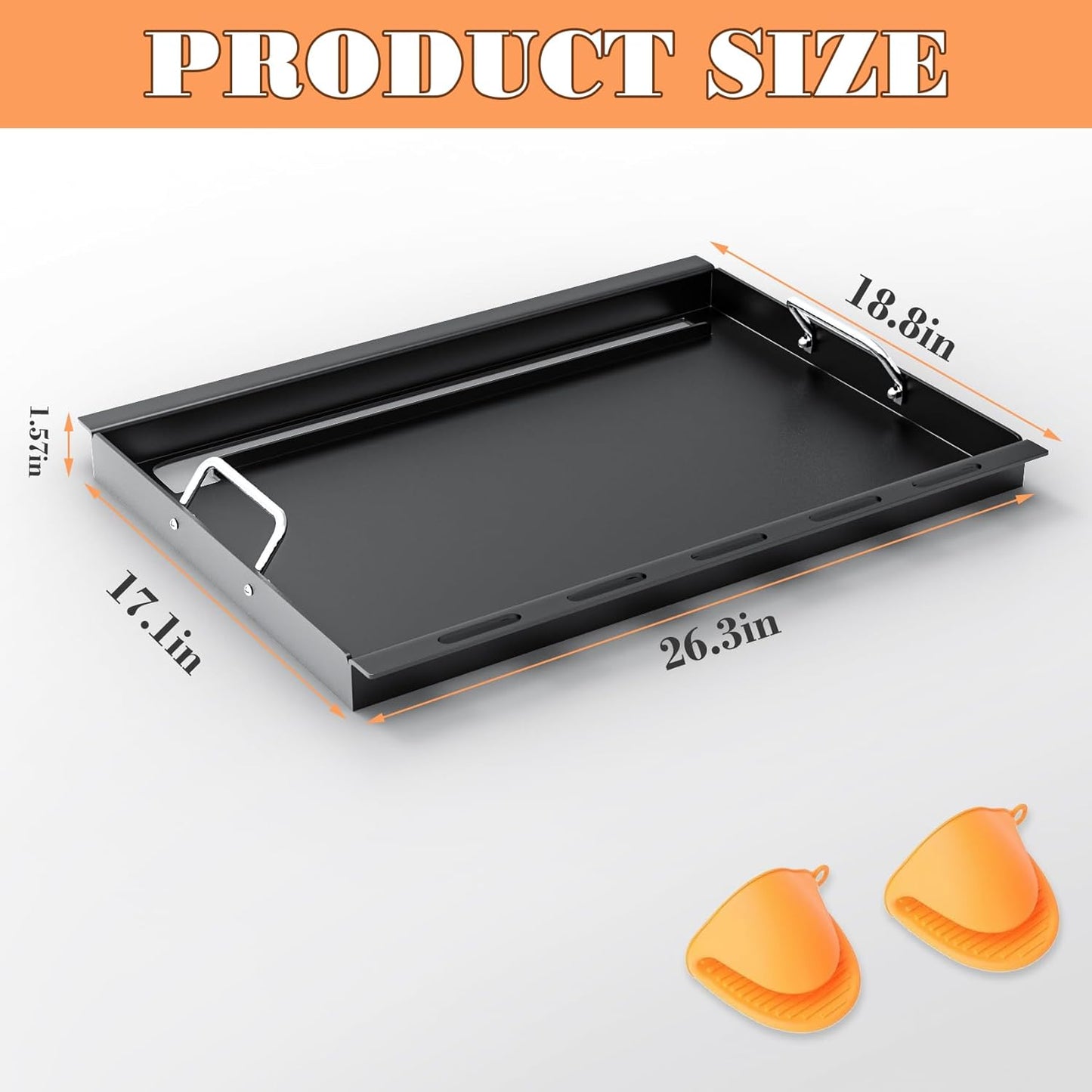 6788 Full Size Griddle Insert Replacement Part for Weber Genesis II E320 E310 EP310 EP330 E325 Gas Grill, Flat Top Grill Griddle with Handles for Genesis II 300 Series GS4, Replace for 66095 66802