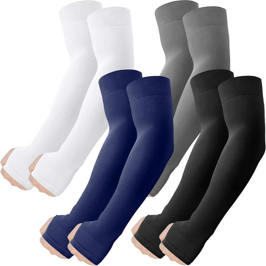 Arm Sleeves with Thumb Hole, Cooling UV Protection Compression Tattoo Cover Up for Men/Women