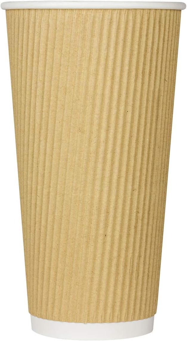 Karat 20oz Ripple Insulated Coffee Hot Cups [500 Count] Kraft Double Poly Lined Paper Hot Cup - Ideal for Hot Beverages, 90mm