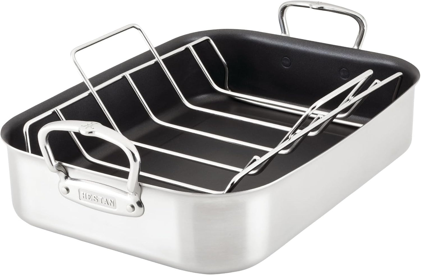 Hestan Provisions – 16.5" Classic Clad Nonstick Roasting Pan with Stainless Steel Rack
