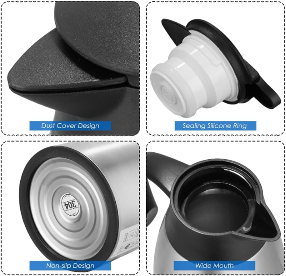 70 oz Thermal Coffee Carafe Stainless Steel, Insulated Coffee Carafe - Double Walled Vacuum Coffee Thermos Water Beverage Dispenser for Keeping12 Hour Hot/24 Hour Cold Water, Thermal carafe (Blake)