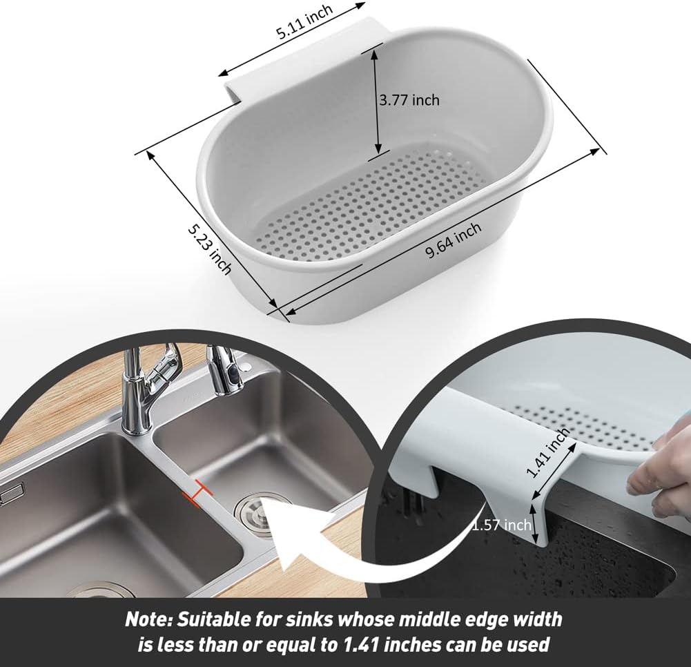 Sink Drain Strainer Basket, Abnaok Multifunction Sink Strainer Kitchen Food Catcher for Filter Kitchen Waste and Wash Vegetables Fruits (Grey)