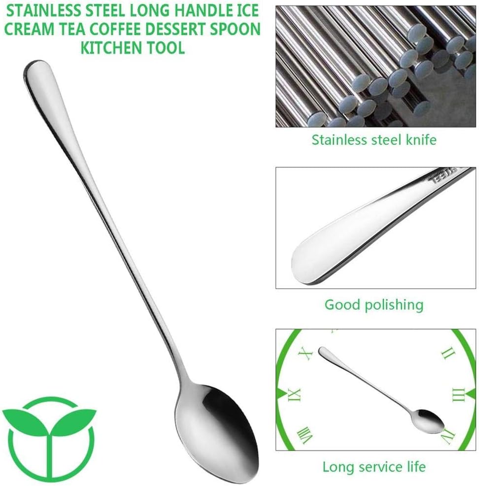 20 Piece Long Handle Iced Tea Spoon, Stainless Steel Coffee Mixing Spoons - Long Cream Dessert Spoons