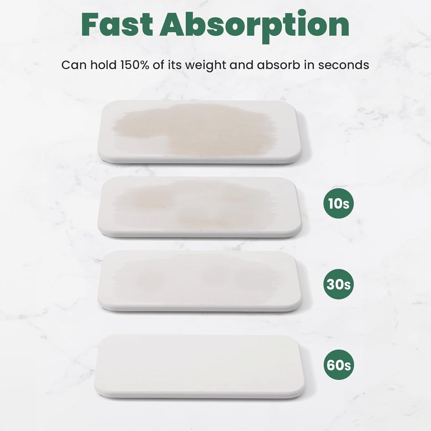 3PCS Water Absorbing Diatomaceous Earth Tray for Sink, Fast Drying Soap & Toothbrush Holders for Bathroom Counter, 1 Stone Tray, 2 Stone Coasters