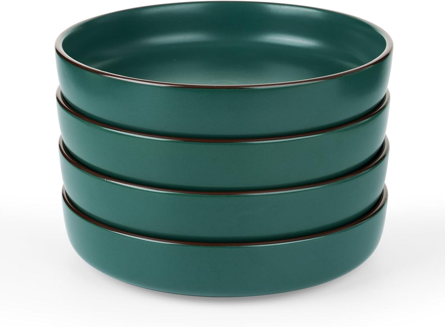 famiware Mercury Pasta Bowls Set of 4, 33 oz Large Salad Bowls, Stoneware Pasta Plates Bowls, Serving Bowls for Kitchen, Microwave & Dishwasher Safe, Dark Green