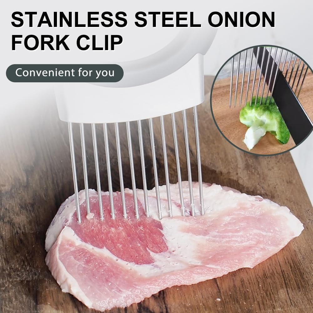 Onion Holder for Slicing, Stainless Steel Onion Slicing Rack, 2024 Upgraded Slicer, Lemon Slicer Vegetable Cutter, Home Kitchen Tools, Fruit, Lemon Slice Aids (1pc)