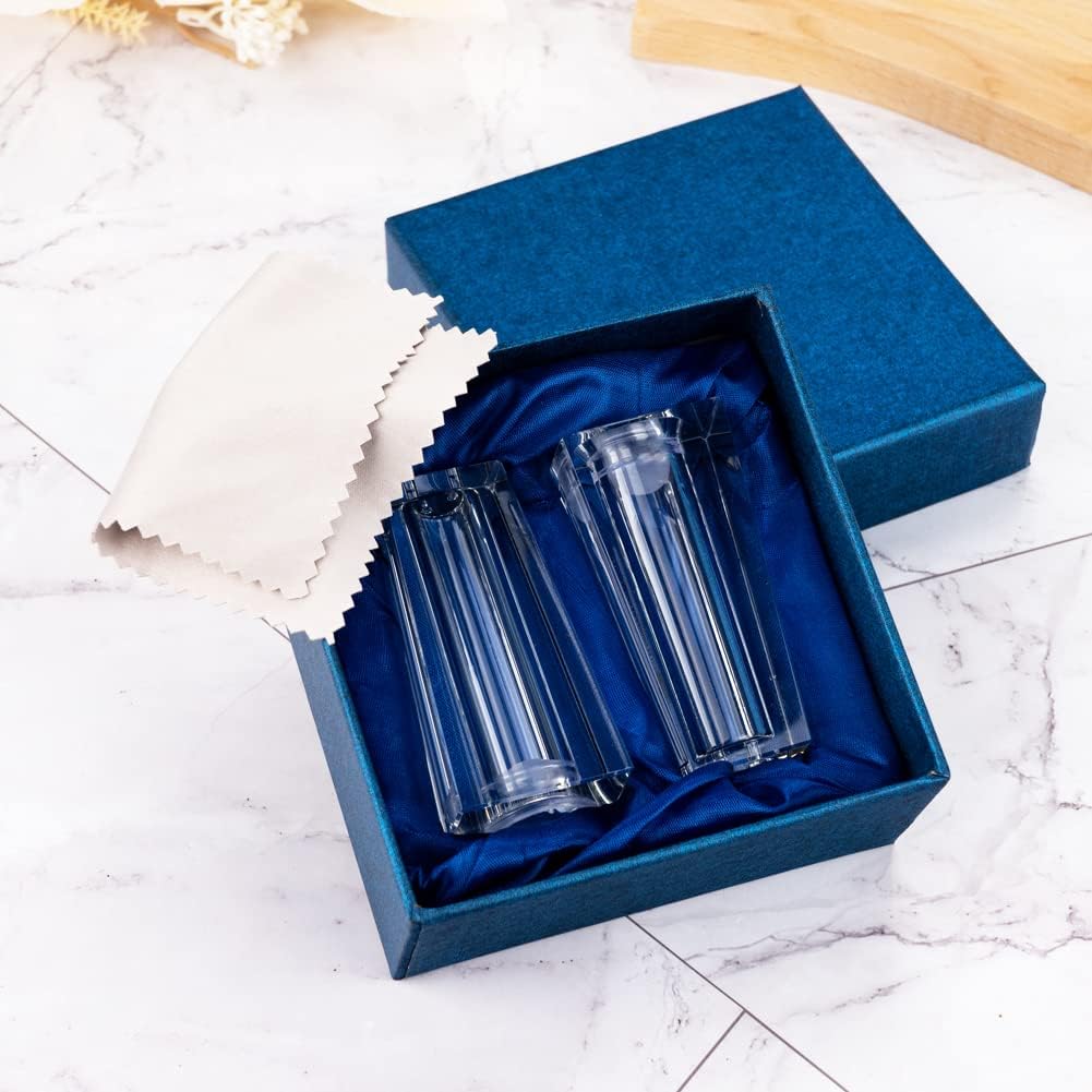 Salt and Pepper Shaker Set Spice Dispenser Refillable Design Cut Crystal Seasoning Shaker Kitchen Decor for Cooking Table, RV, Dinner Party, Camping BBQ (Set Of 2)
