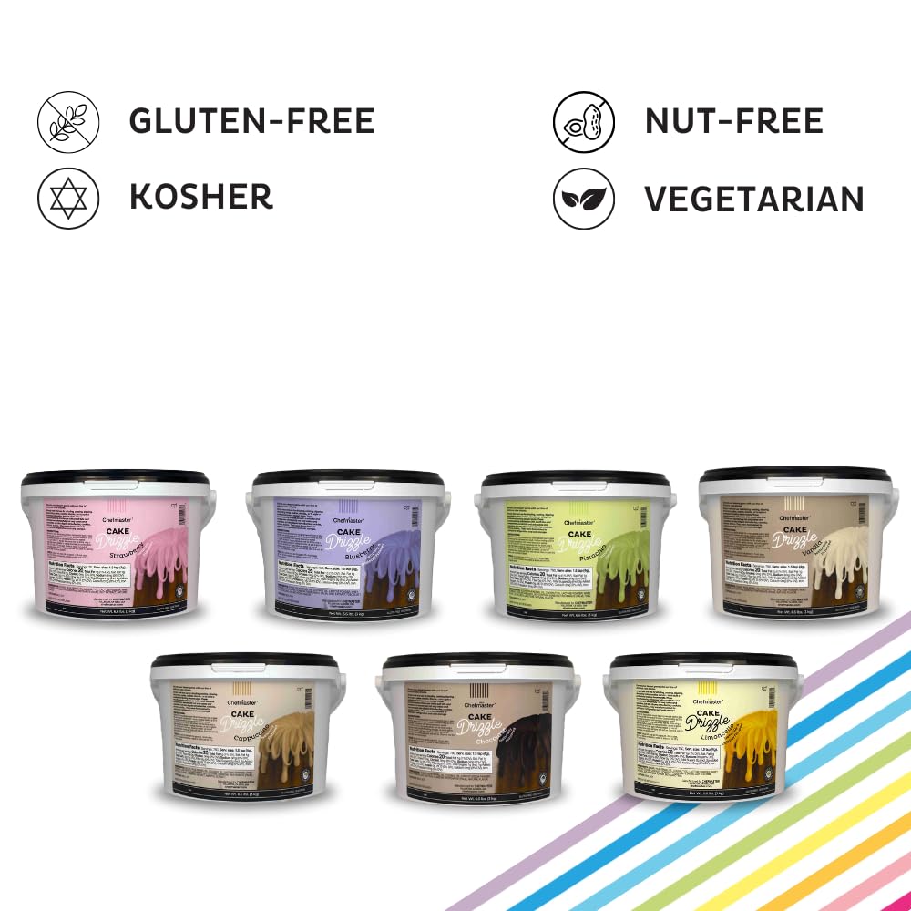 Chocolate-Flavored Cake Drizzle by Chefmaster, Edible Cake Drip Frosting for Decorating, Drip for Cakes, Cupcakes, Cookies, Donuts, 6.6 lbs