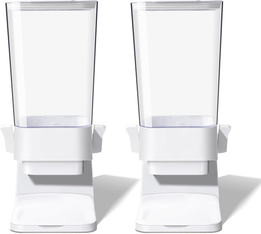 Cereal Dispenser Countertop, 5L Cereal Containers Storage Dispenser for Pantry, Large Dry Food Cereal Dispenser, Not Easy to Crush Cereal, Can Hold Oatmeal, Snack, Grain, Pet Food (White, 2Pc)