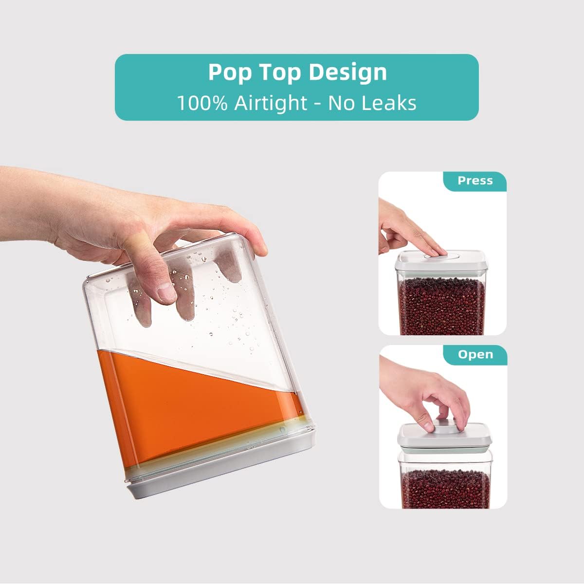 Ankou Pop Airtight Food Storage Containers with Lids for Kitchen Pantry Organizing Stackable Container for Cereal Snack Flour Sugar Coffee Spaghetti -12 Pcs(1.2, 2.0, 2.7, 3.3qt)*3