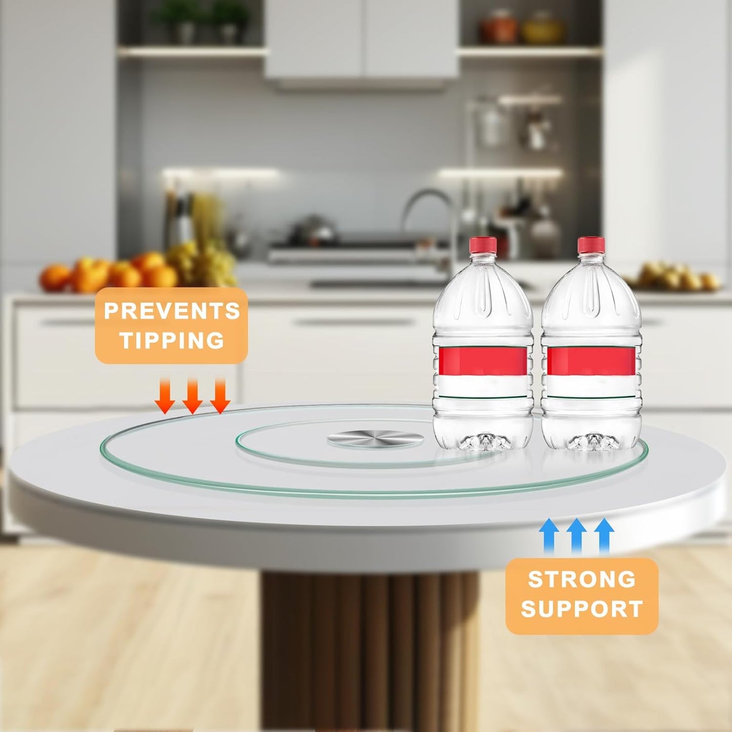 35'' Glass Lazy Susan Turntable Dining Table, 360 ° Round Dinner Plate Rotating Tray Transparent Dinner Plate, Silent and Smooth Rotation of The Dinner Plate (35inch/90cm)