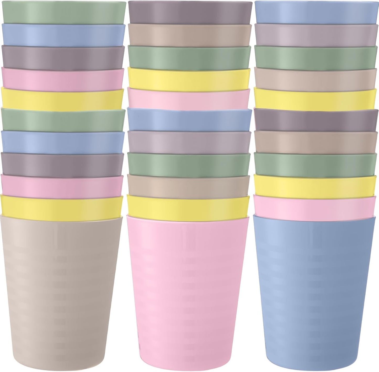 Eccliy 36pcs Kids Cups 8 oz Unbreakable Plastic Stackable Juice Reusable Tumblers Bulk Plastic Drinking Cups for Toddlers Baby Kids, Dishwasher Safe, 6 Colors(Pink color)
