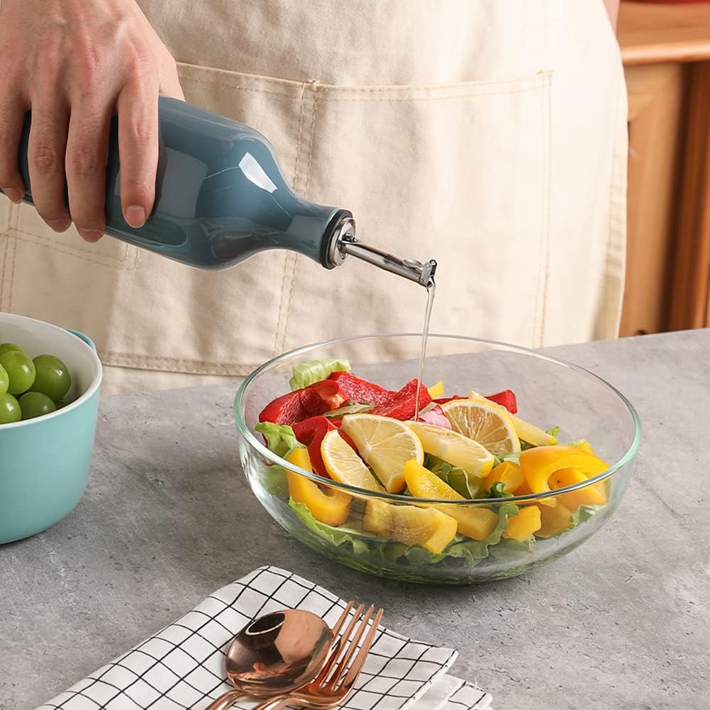 Sweejar Large Ceramic Olive Oil Dispenser Bottle, Opaque Oil Cruet Protects Oil to Reduce Oxidation, Suitable for Storage Oil, Vinegar, Soy Sauce & Other Liquids, Pack of 1, 24 Fl Oz (Turquoise)