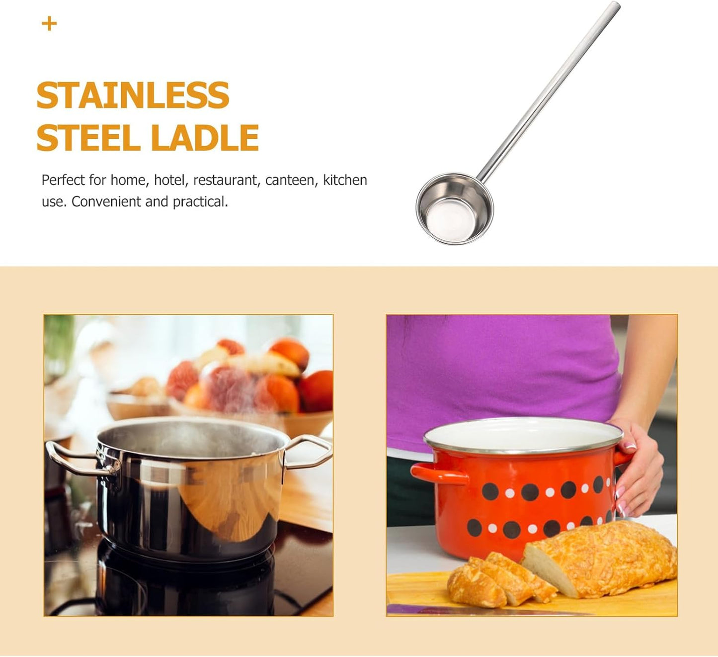 DOITOOL Long Spoon Long Handle Ladle Water Ladle Handle Water Spoon Stainless Steel Soup Multi- Canning for Commercial Home Bathroom Garden ing 55x6.2 cm Soup Scoop Scoop