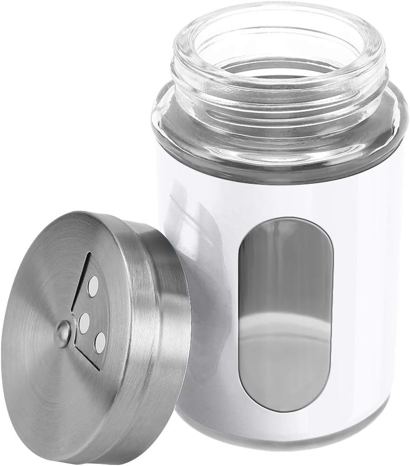 Accmor 2pcs Salt and Pepper Shakers,Stainless Steel Shaker for Salt Powder Sugar Cinnamon Pepper, Spice Dispenser with Adjustable Pour Holes,White