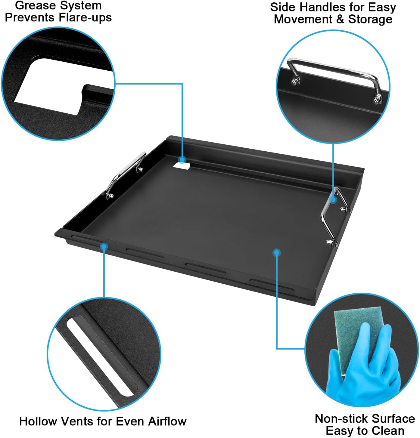 Griddle Inserts for Charbroil Performance 5 Burner Grill, Flat Top Griddle for Charbroil Grill 463275517 463243518 463243519 463275717 463372017 463348017, Replace for G470-0002-W1 G470-0003-W1