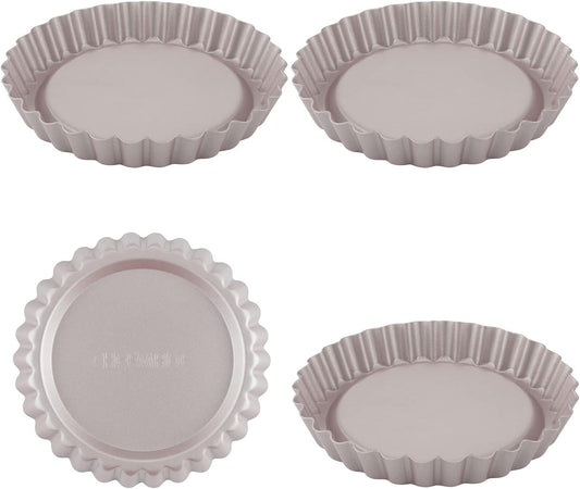 CHEFMADE Round Tart Pan, Non-Stick 4 Inch 4Pcs Quiche Pan