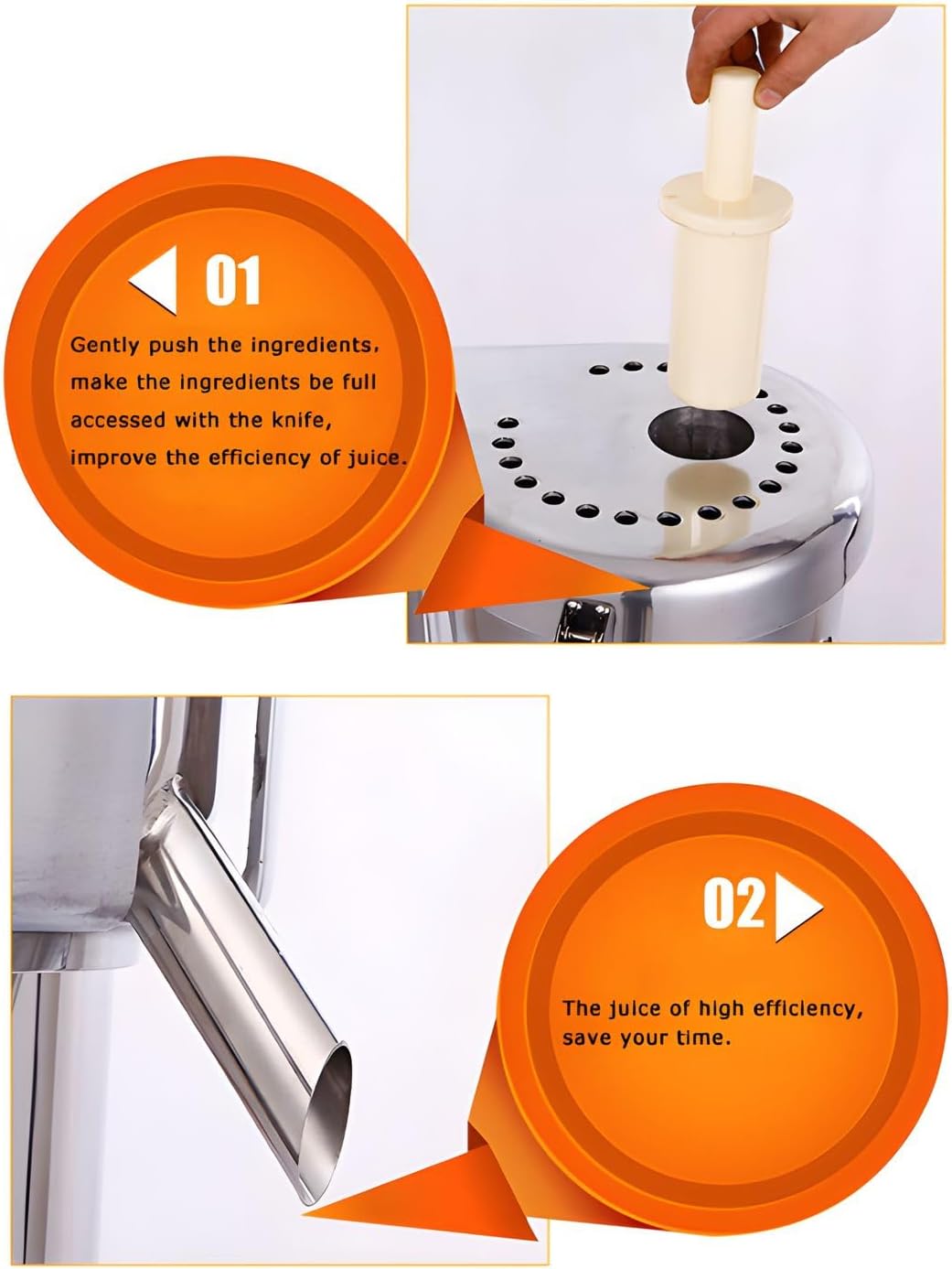 110V 750W Electric Stainless Steel Vegetable & Fruit Juice Maker Squeezer Centrifugal Juicer Machine Commercial Juice Press Machine 5-10 kg/min Juice Amount