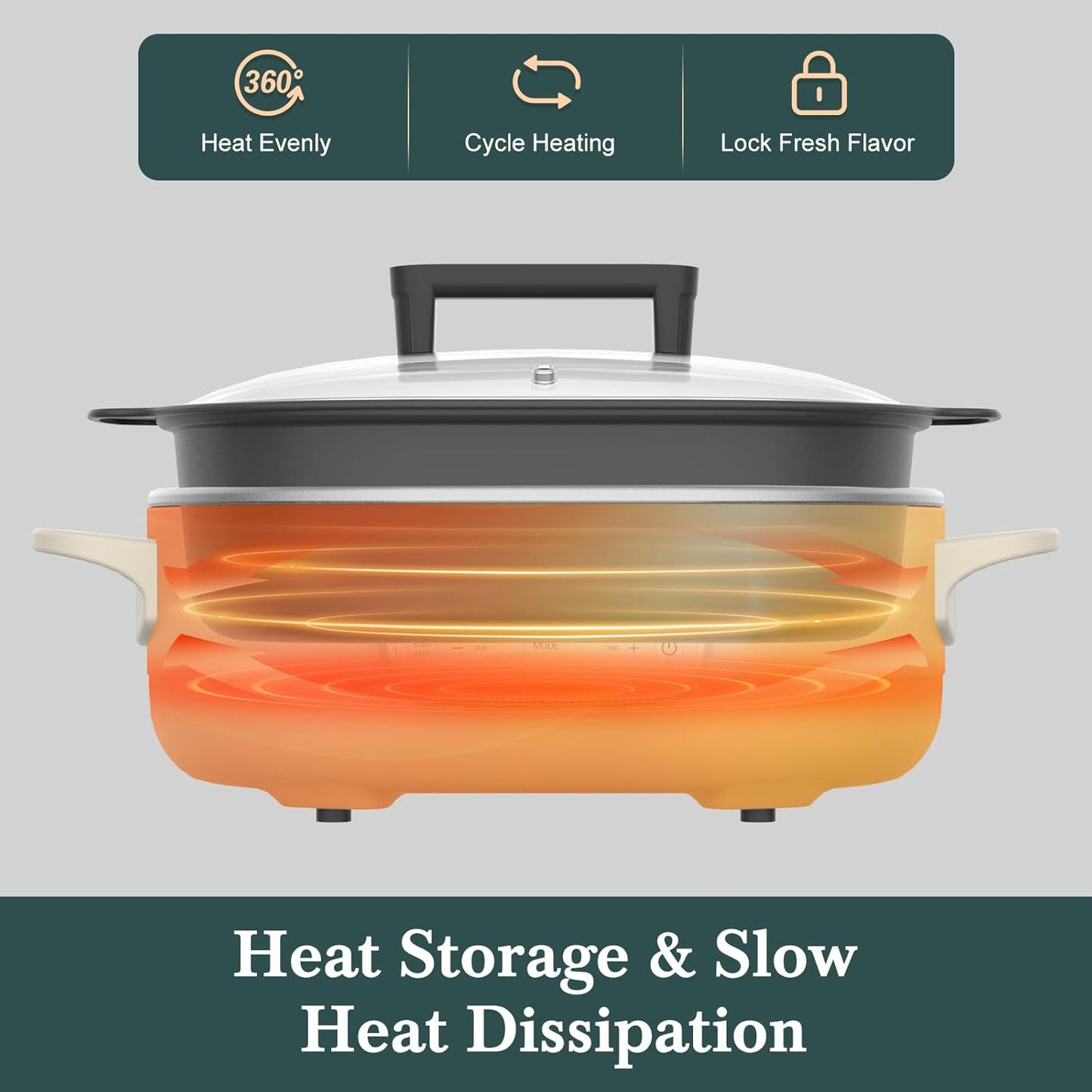 6 Quart Multi-Cooker, with 8-in-1 Casserole Programmable Slow Cooker, Dutch Oven, Pasta, Nonstick, Oven Safe Pot to 500°F Oatmeal Oatmeal