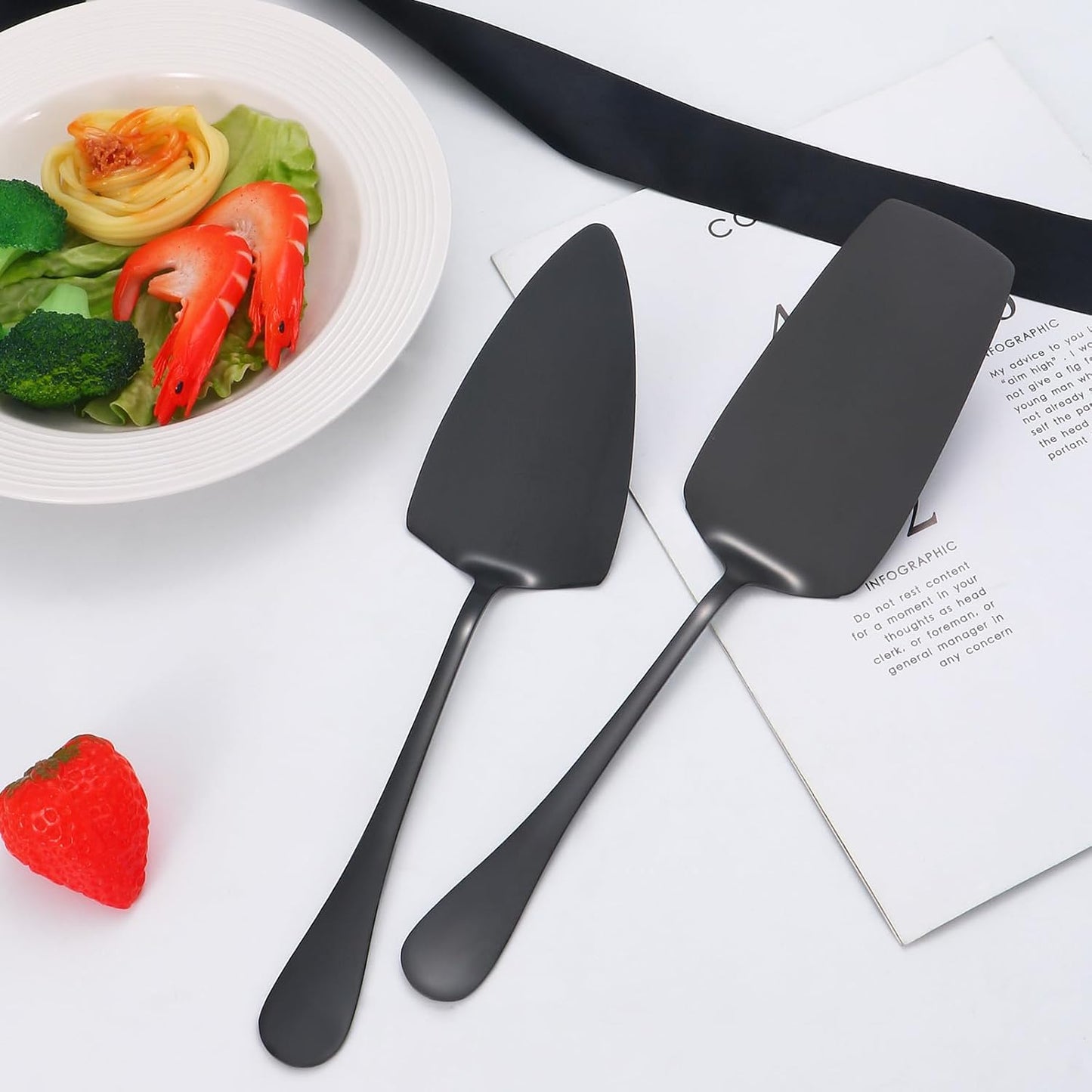 Black Serving Utensils,8 Pcs Stainless Steel Serving Utensil Set Include Serving Spoons,Serving Fork,Soup Ladle,Lasagna Server,Pie Server,Large Serving Set for Parties Buffet Home,Dishwasher Safe