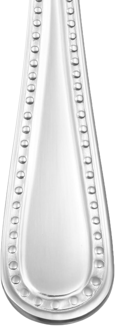 Amazon Basics Stainless Steel Dishwasher Safe Dinner Spoons with Pearled Edge, Large Tablespoons, 7.7 inches, Pack of 12, Silver