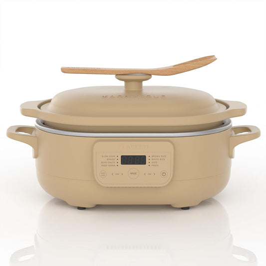 4 Quart Programmable Slow Cooker with Flexible Easy Programming, 8-in-1 Claypot Multi Cooker, Removable Crock, Nonstick, Oven Safe Pot to 450°F, Brown