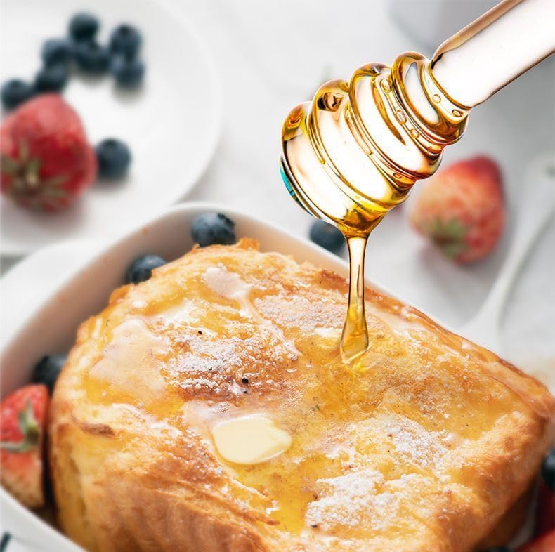 Glass Honey Jar with Dipper and Lid, 17.6oz Heat Resistant Honey Pot, Honey Diapenser Container for Storing Honey and Syrup, Home and Kitchen Organization, Gifts for Her Christmas, Coffee Bar Decor