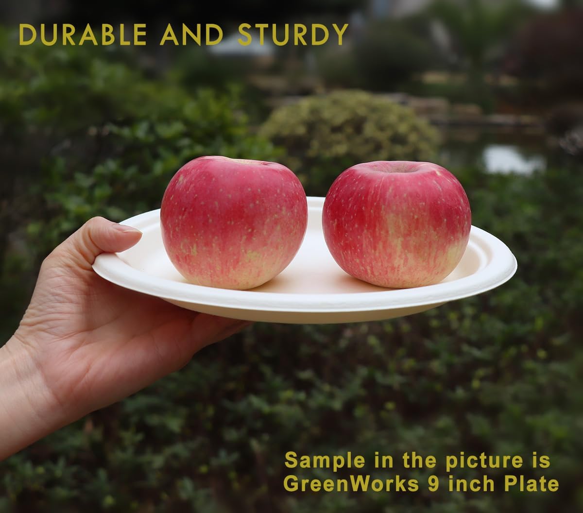 GreenWorks 500 Count 6“ Small Compostable Dessert Plates, Heavy-duty Unbleached Biodegradable Bagasse and Bamboo fiber Paper Plates