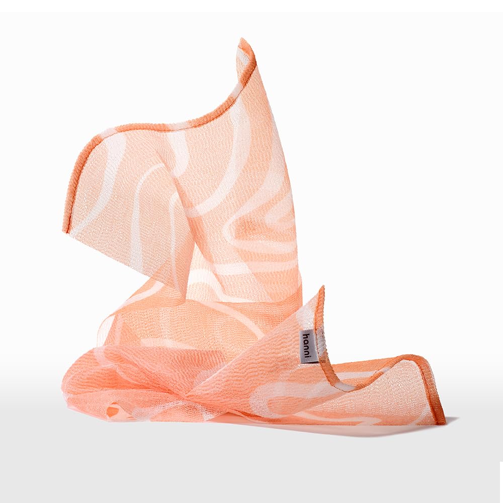 HANNI Extra-Long Shower Scarf, Japanese-Inspired Exfoliating Body Scrubber, Loofah-Like Wash Cloth for Dead Skin Removal