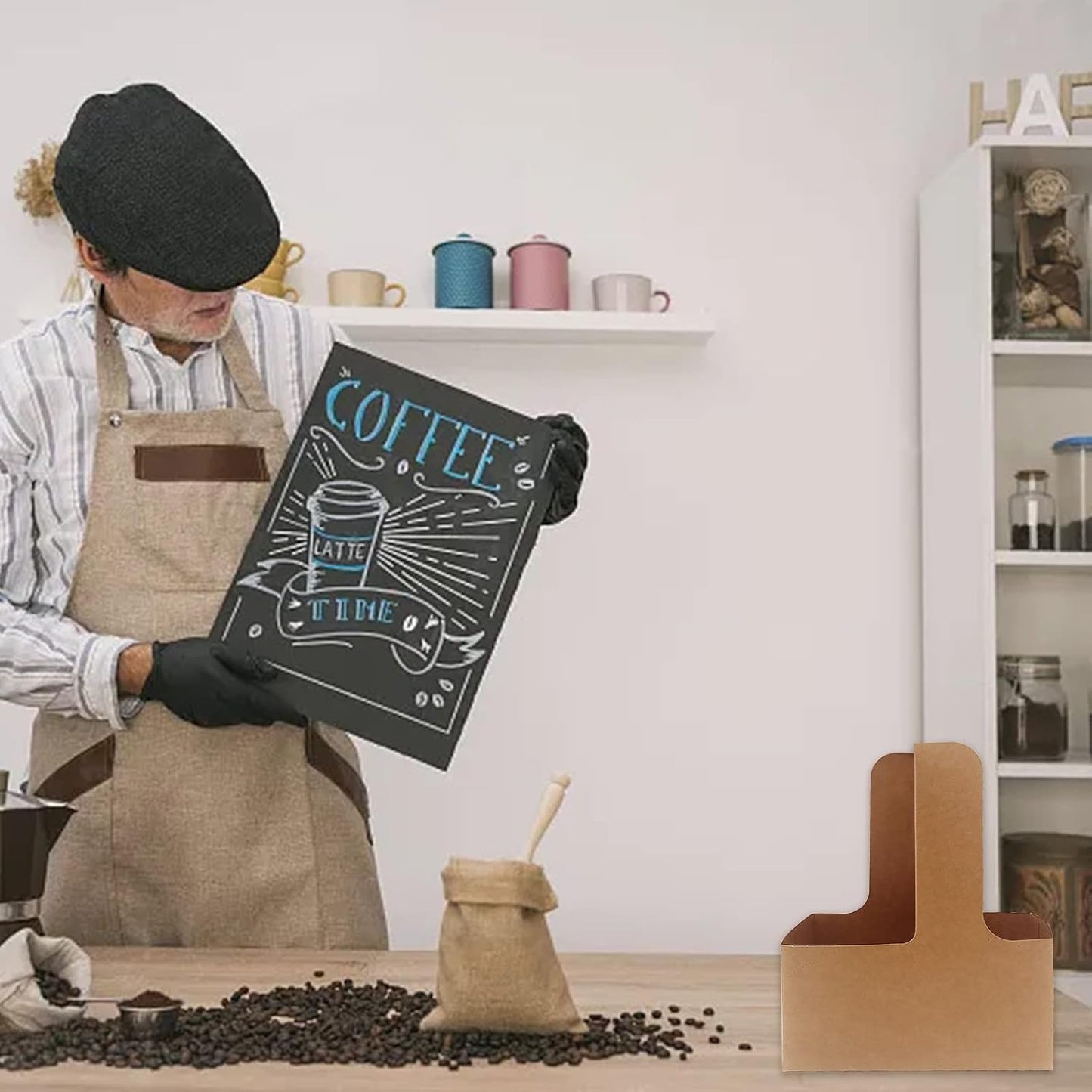 2 Cup Drink Carrier With Handle, 20 Pack Kraft Paperboard Handled Drink Carriers for Hot or Cold Drinks, Disposable Cup Holder Paper Cup Holder for Restaurants Food Delivery, Takeout