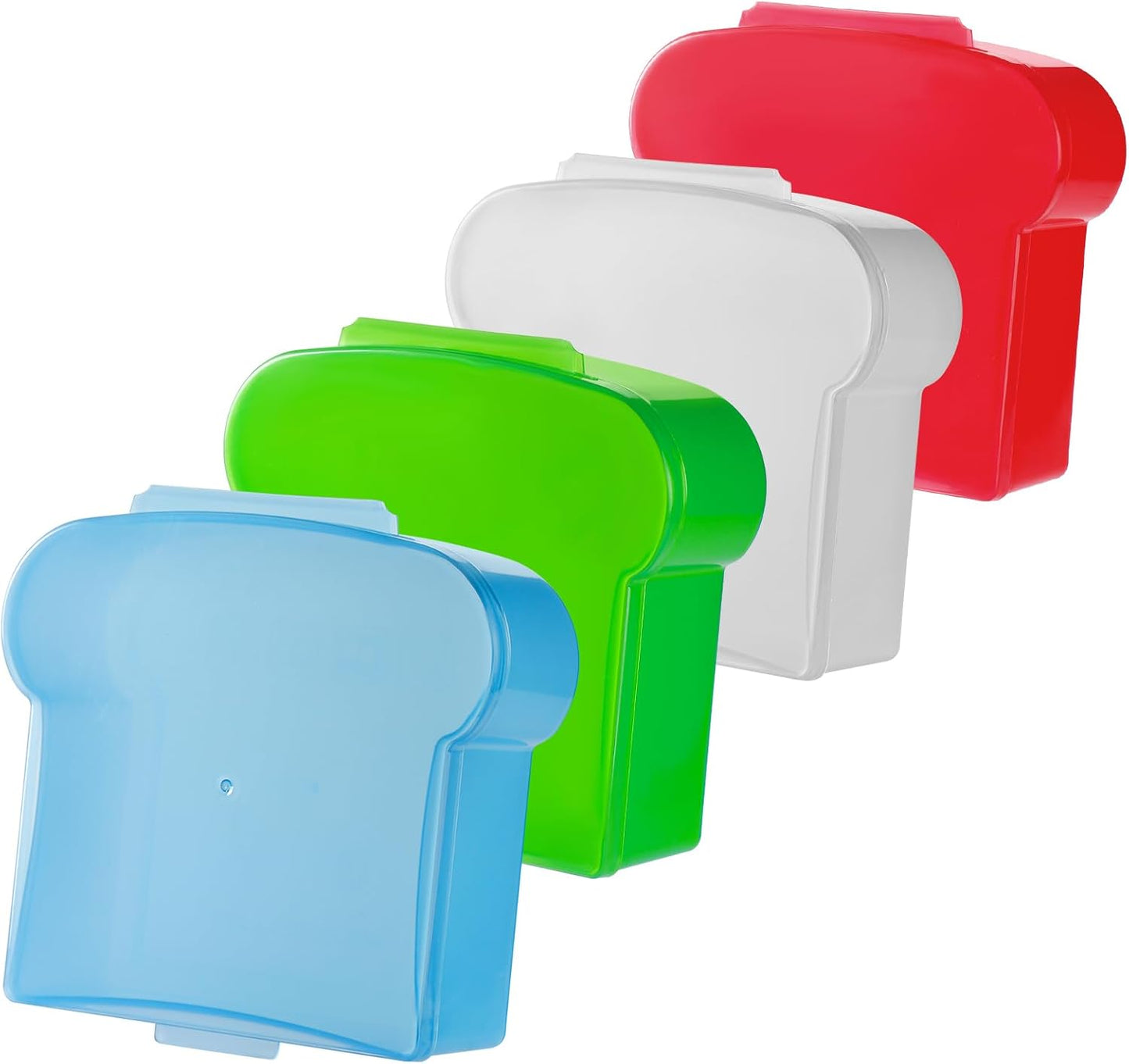 Alphatool 20 Oz Sandwich Containers for Kids, Toast Shape Lunch Box with Lids, Reusable BPA Free Plastic, Microwave & Freezer Safe, Small Food Storage Case for Kids Adults Snack Meal Prep (4 PCS)