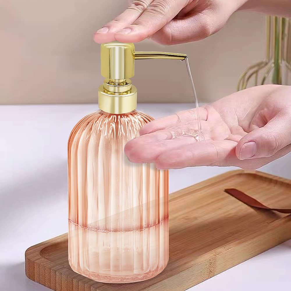 Ambre 2 Pack 14 Oz Kitchen Soap Dispenser with Pump, Transparent Bottle for Hand or Dish Soap