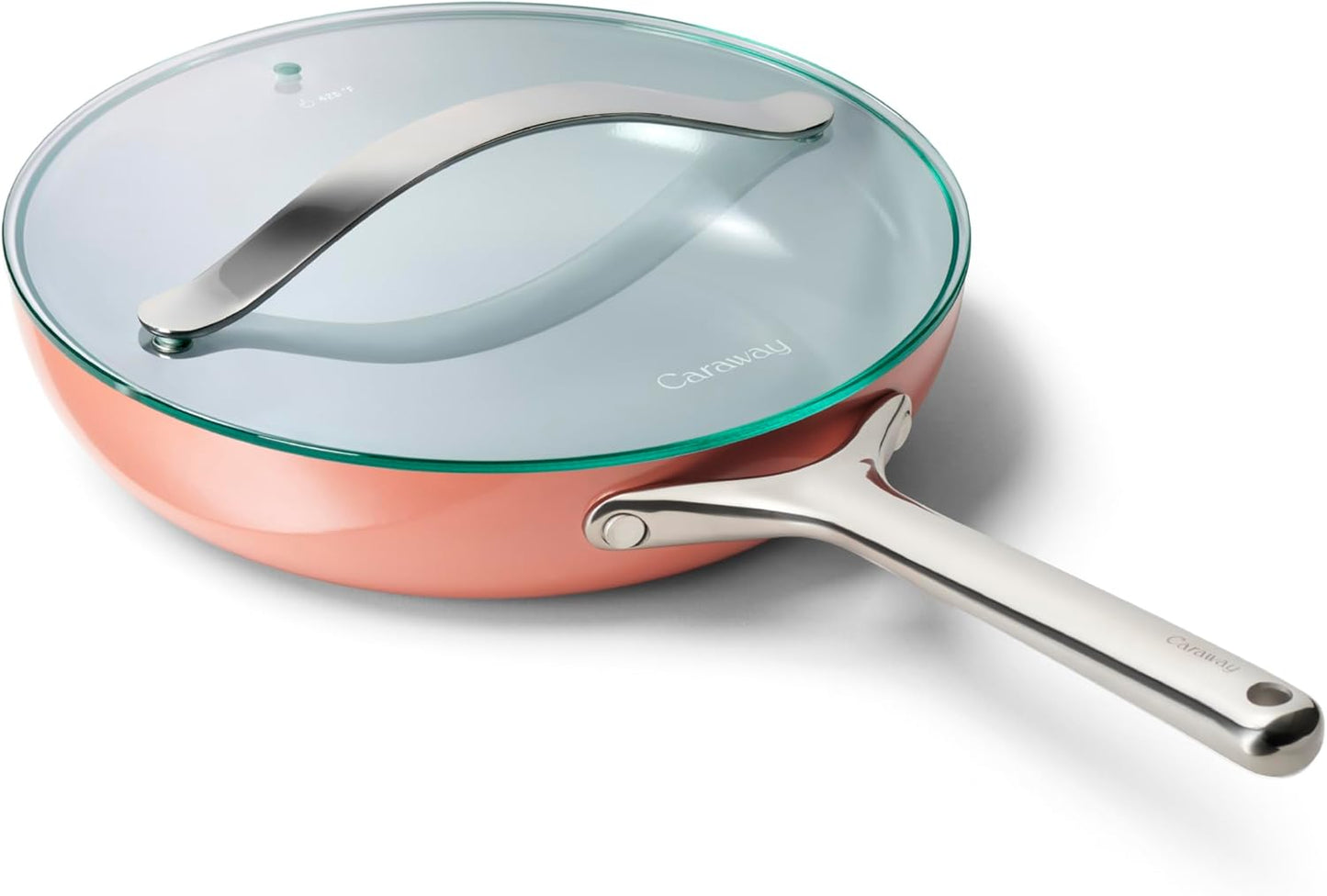 Caraway Nonstick Ceramic Frying Pan With Glass Lid (2.7 qt, 10.5") - Non Toxic, PTFE & PFOA Free - Oven Safe & Compatible with All Stovetops (Gas, Electric & Induction) - Perracotta