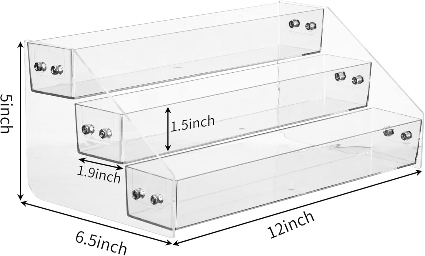 Acrylic Spice Rack, Tiered Spice Rack Shelf Seasoning Organizer for Countertop, Cabinet, Pantry, Kitchen Storage - 3 Tier